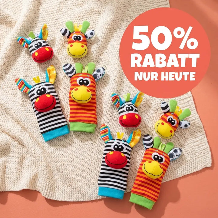 Baby Hand and Foot Rattle Socks Set, 4 Pieces, Cotton, 0–12 Months