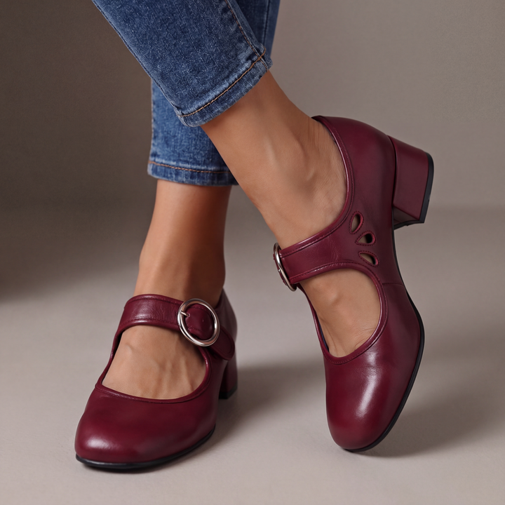 Ankle-Strap Pumps with Buckle and Cushioned Insole