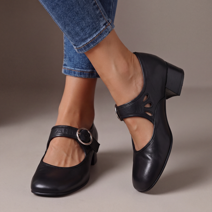 Ankle-Strap Pumps with Buckle and Cushioned Insole
