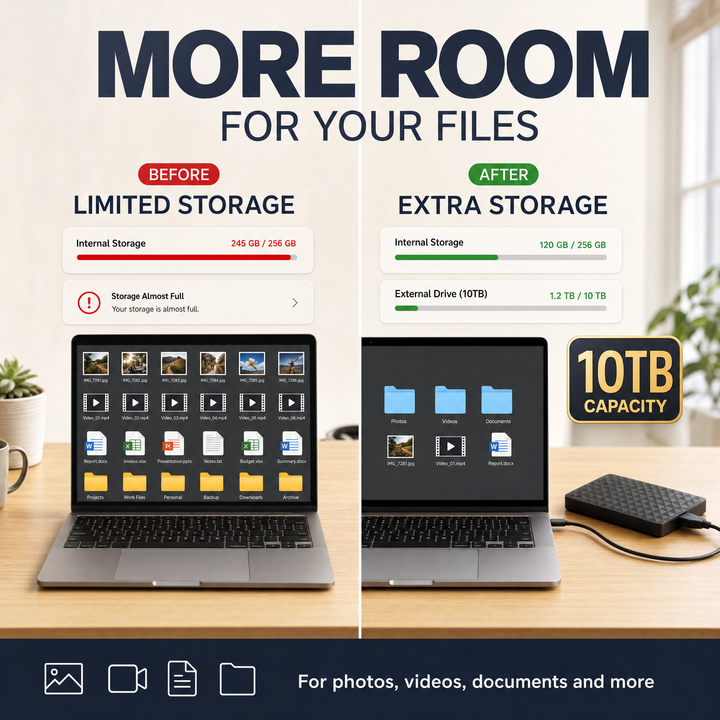 External 10 TB HDD – Portable USB 3.0 Hard Drive for Files and Backups