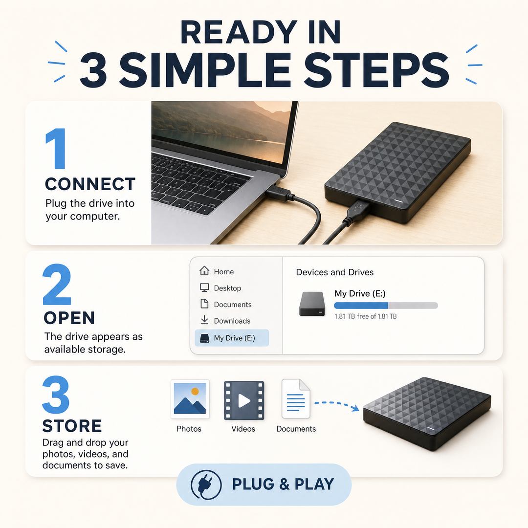 External HDD 10TB – Portable USB 3.0 Hard Drive for Files and Backups