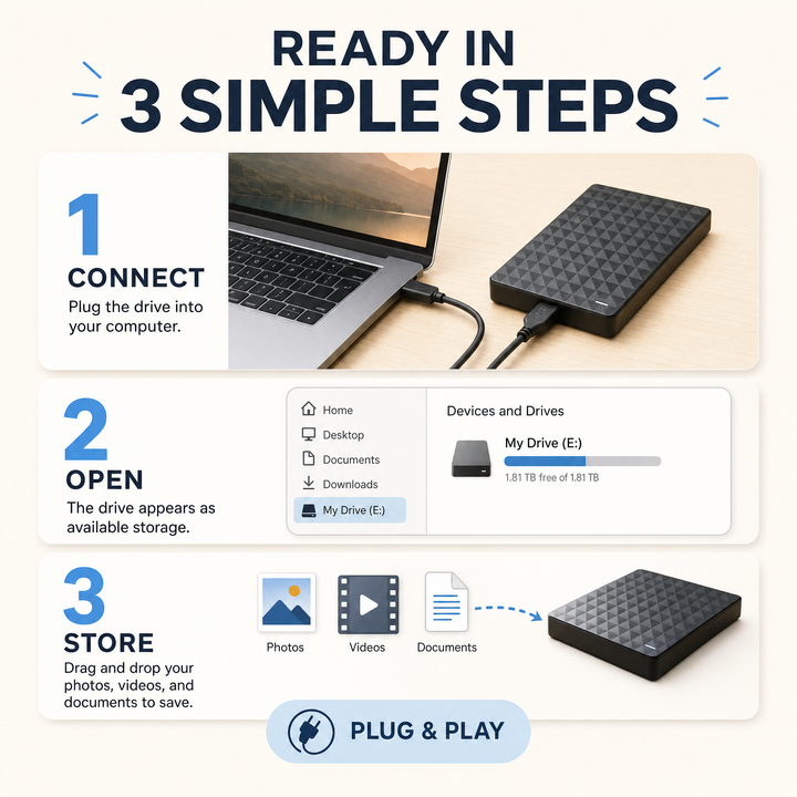 External 10 TB HDD – Portable USB 3.0 Hard Drive for Files and Backups