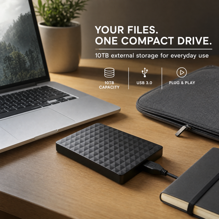 External HDD 10TB – Portable USB 3.0 Hard Drive for Files and Backups
