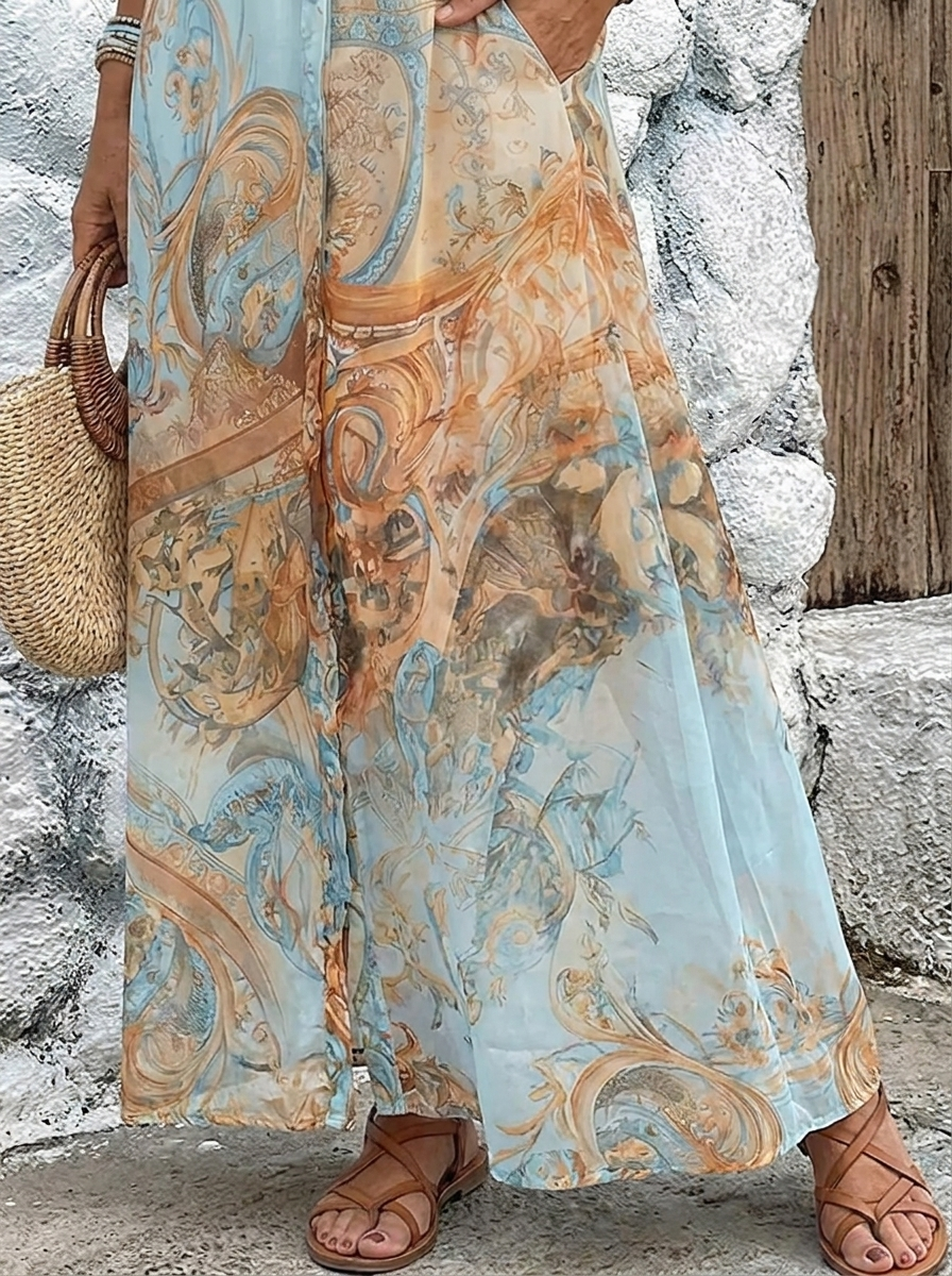 Mediterranean resort maxi dress