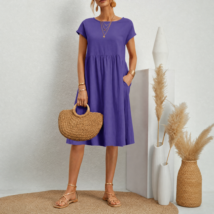 Women’s Short Sleeve A-Line Midi Dress