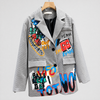 Oversized Women's Blazer with Subtle Check Pattern