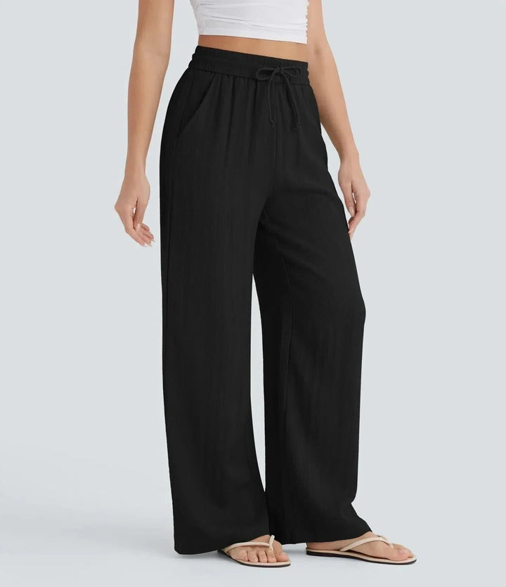 High-Rise Wide Leg Linen Pants for Women