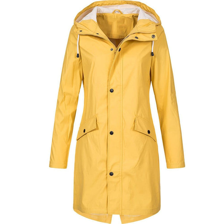 Hooded Long Raincoat with A-Line Fit for Women
