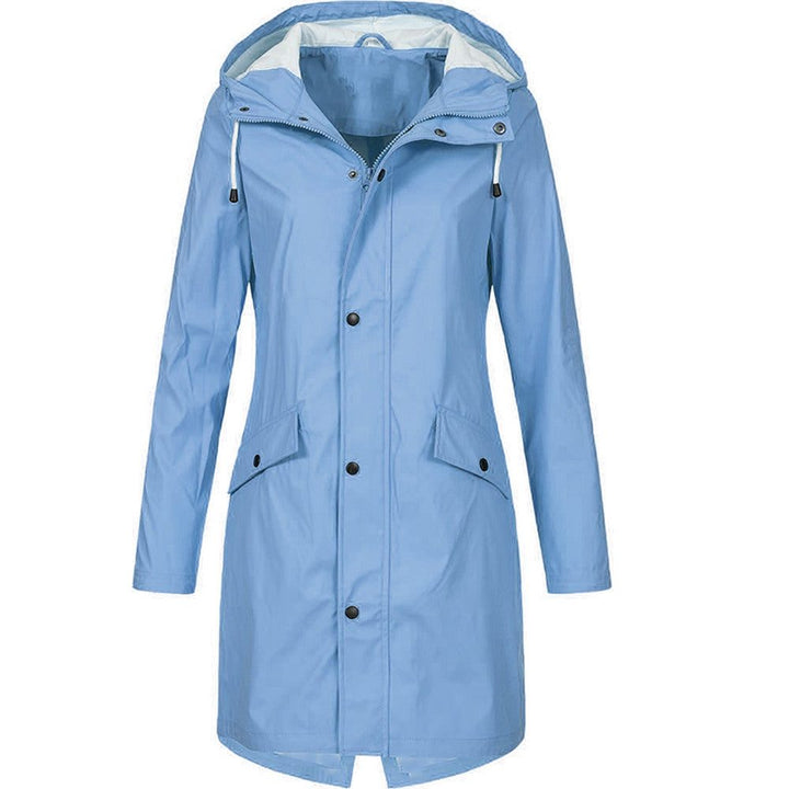 Hooded Long Raincoat with A-Line Fit for Women