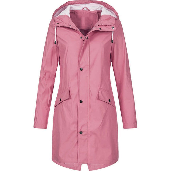 Hooded Long Raincoat with A-Line Fit for Women