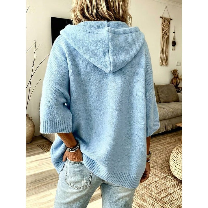 Knit Hooded Cardigan with Open-Front for Women