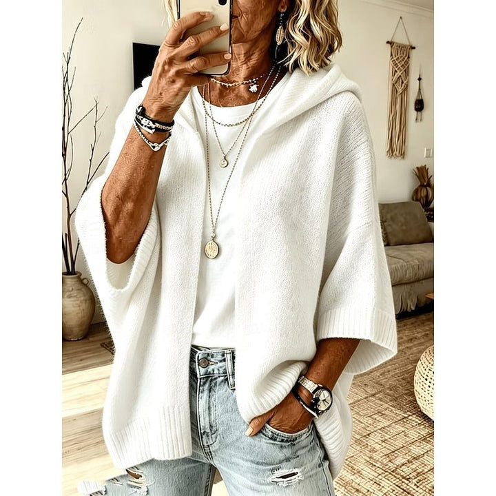 Knit Hooded Cardigan with Open-Front for Women