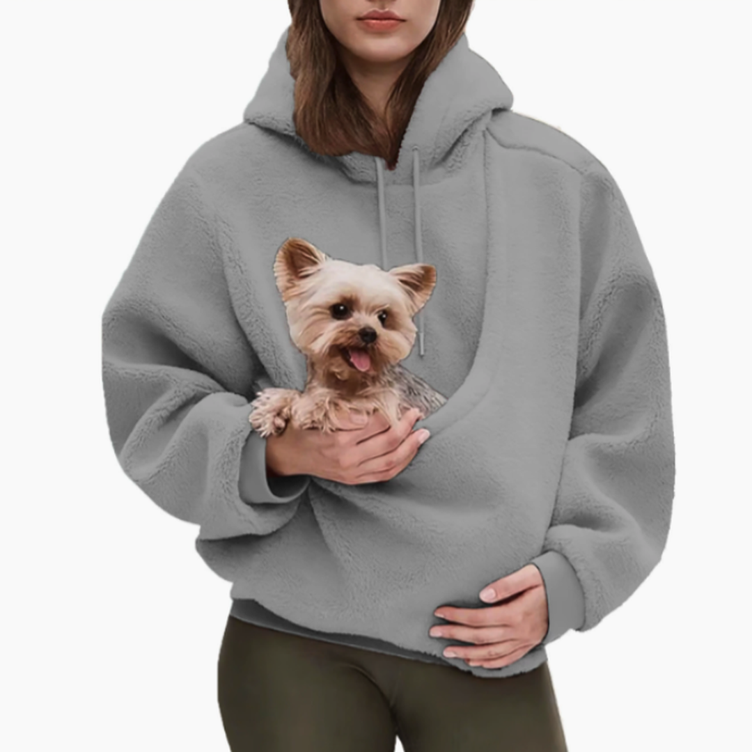 Kangaroo hoodie with built-in pouch for cats and dogs