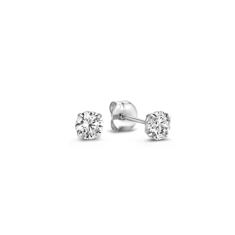 White gold earrings with moonstone charm