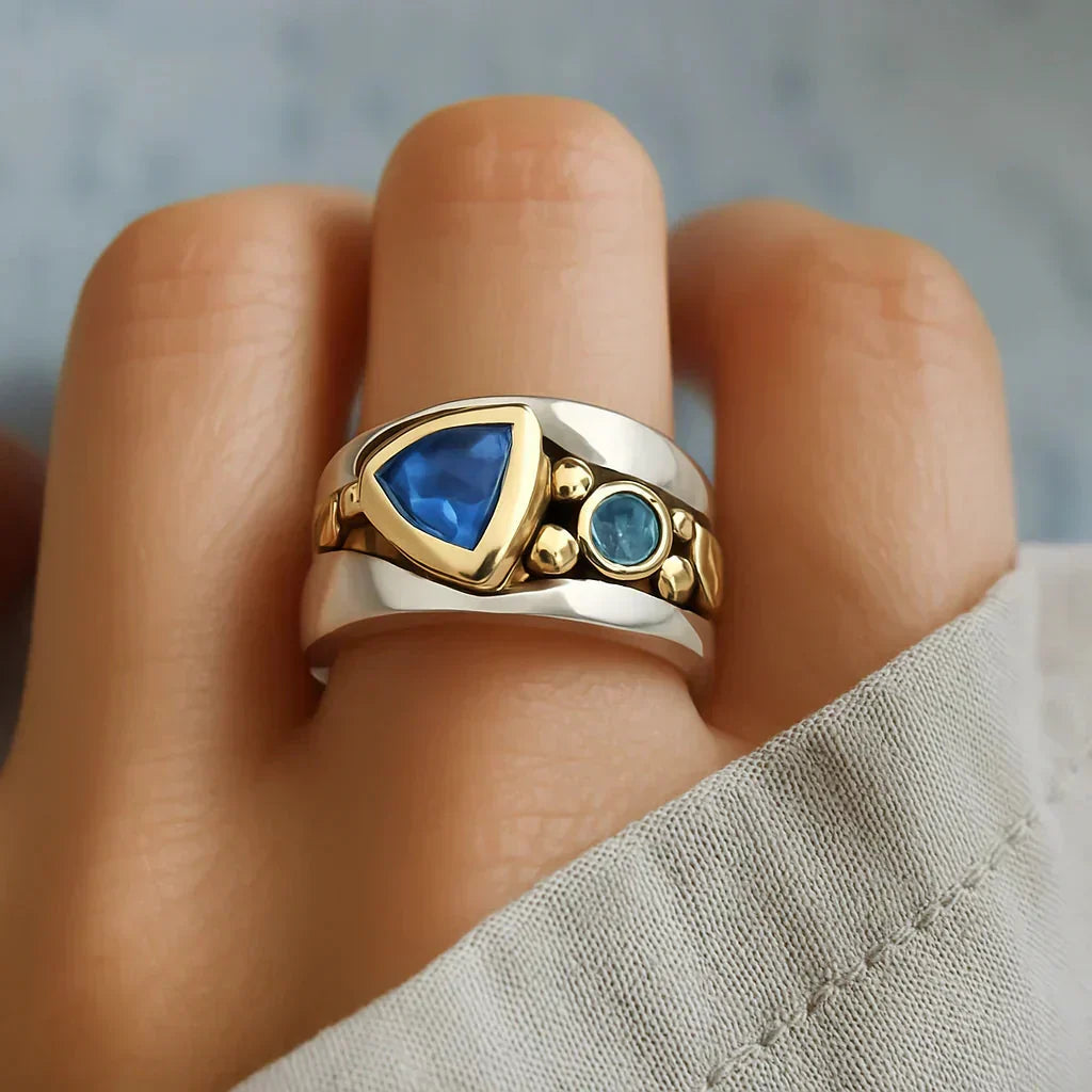 Elegant Ring with Blue Cubic Zirconia
