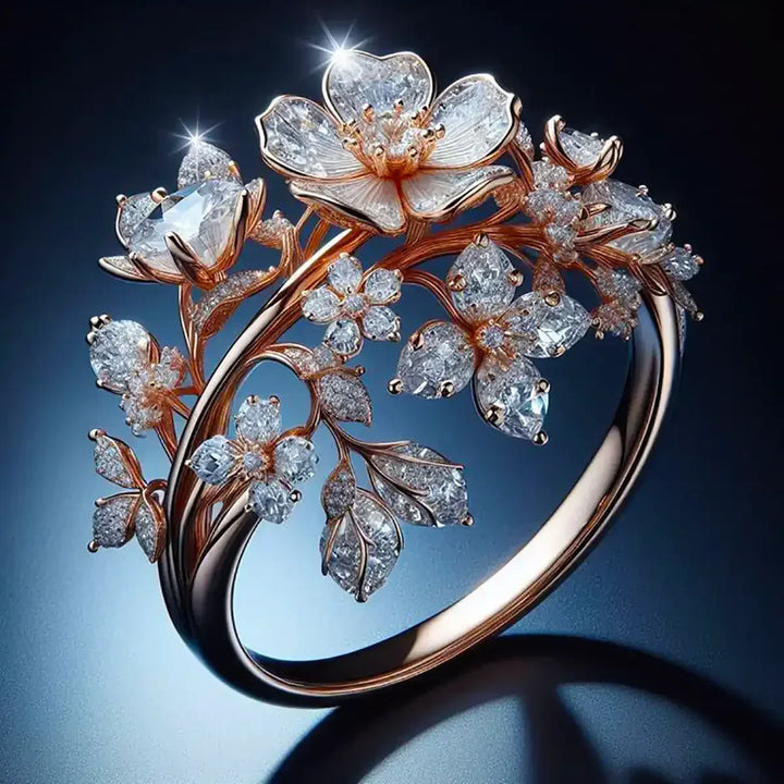 Soft Pink Gold Flower Ring