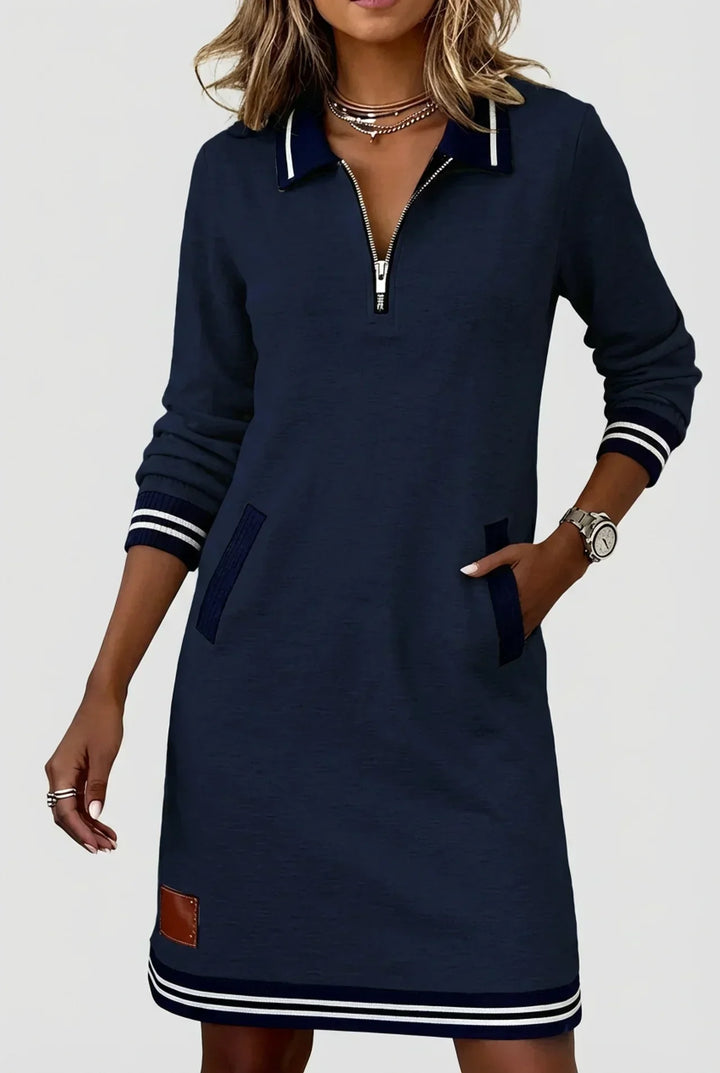 Cotton-Linen Dress with Front Zip