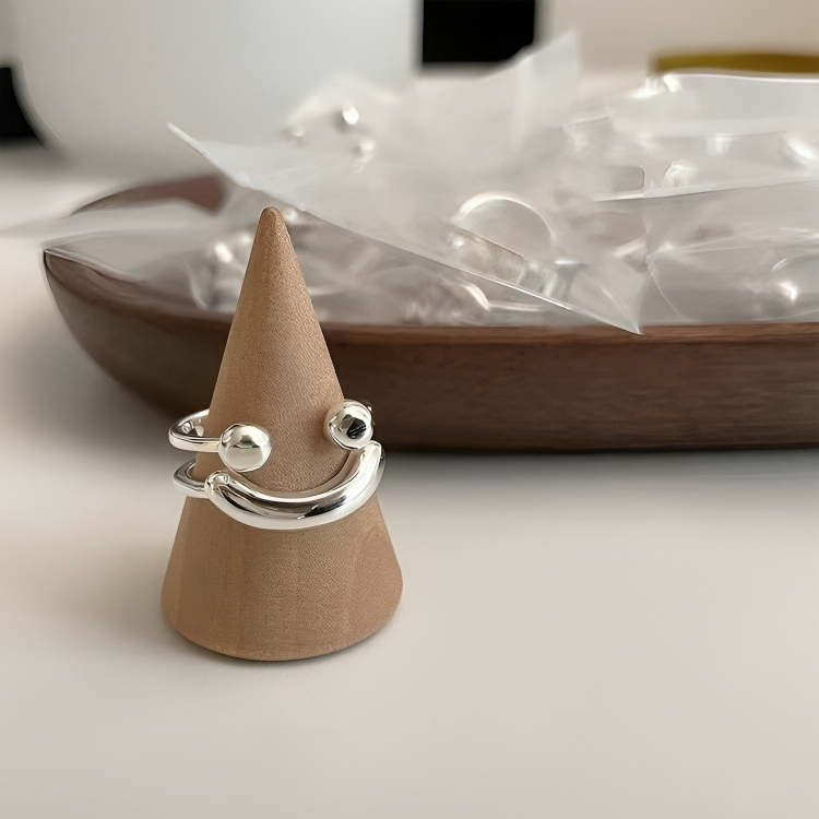 Smiley adjustable ring - minimalist, stackable statement ring
