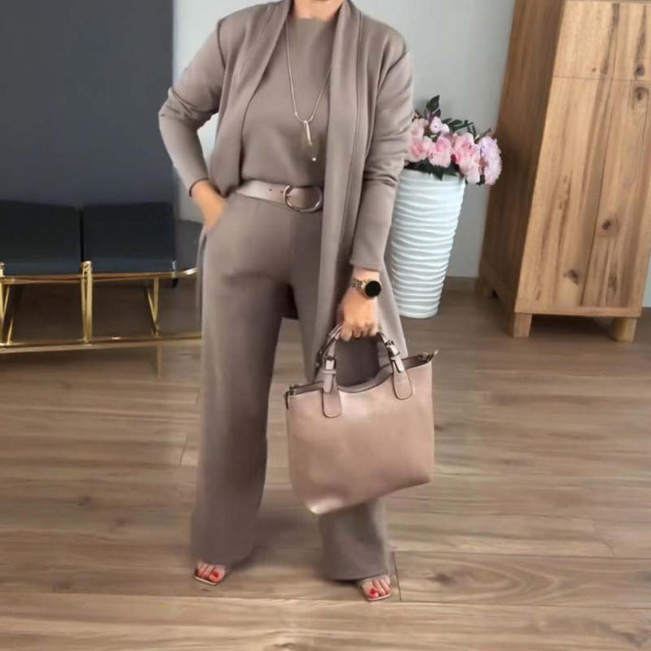 3-piece comfort set: cardigan, top and pants