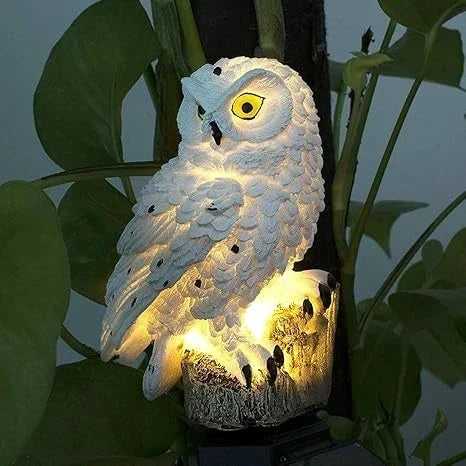 Solar owl garden light with warm white LED, waterproof IP65, 45 cm