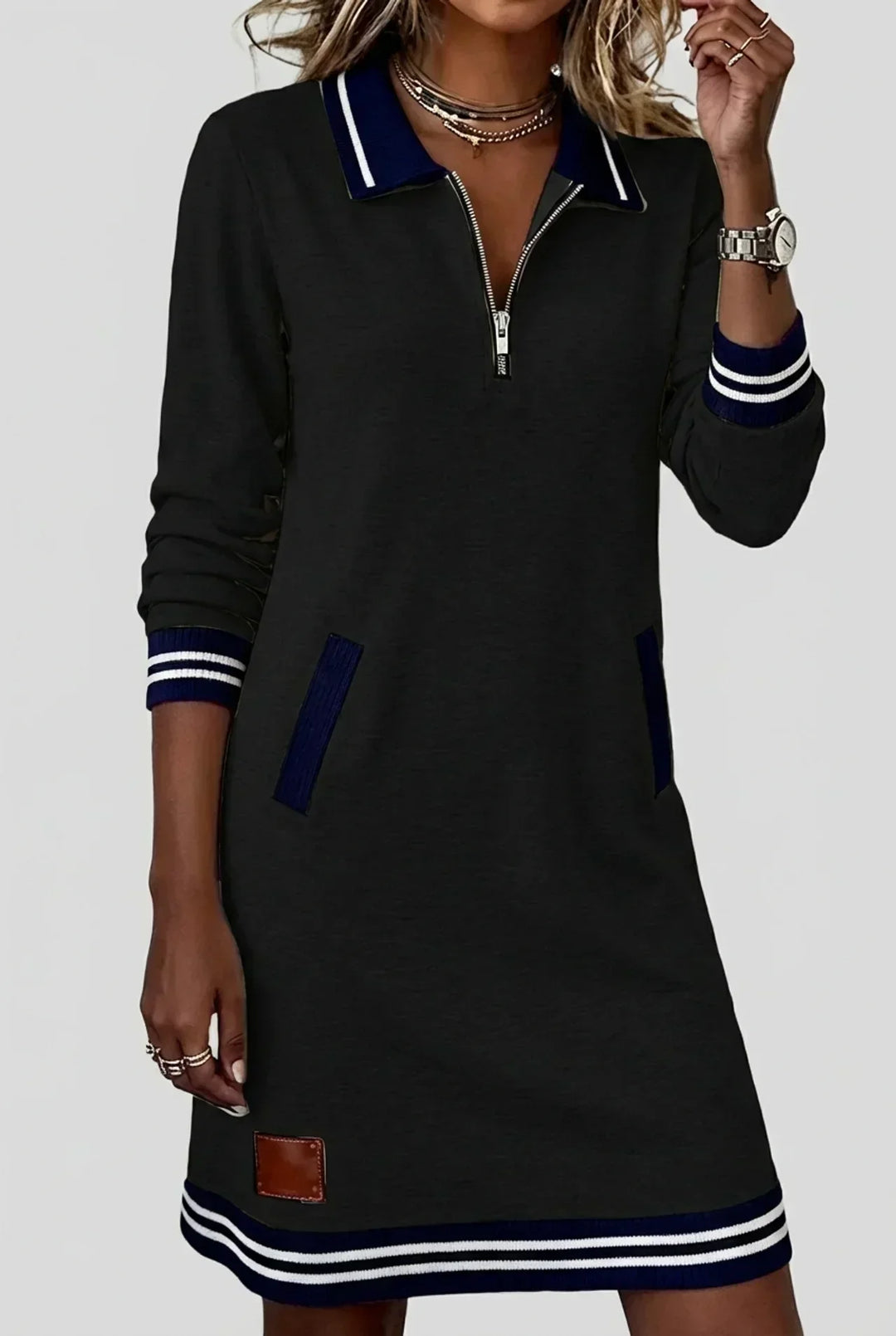 Cotton-Linen Dress with Front Zip