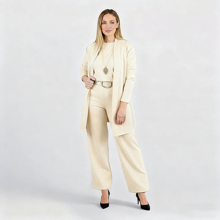 3-piece comfort set: cardigan, top and pants