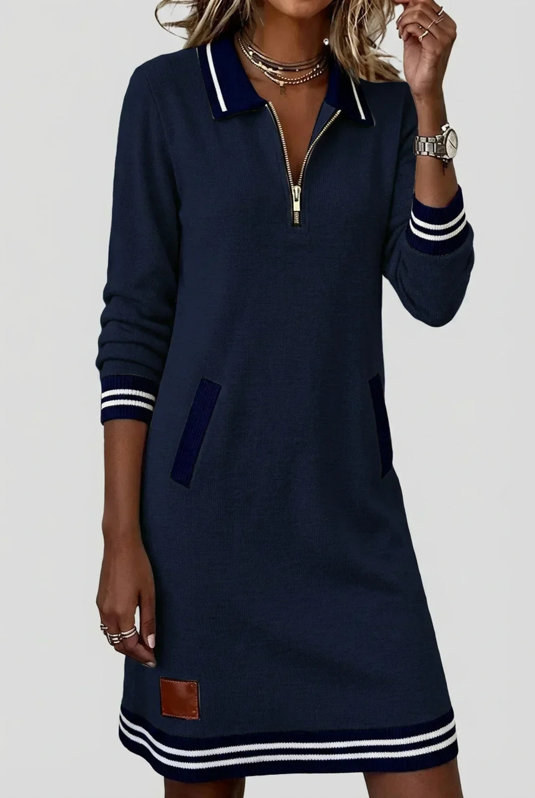 Cotton-Linen Dress with Front Zip