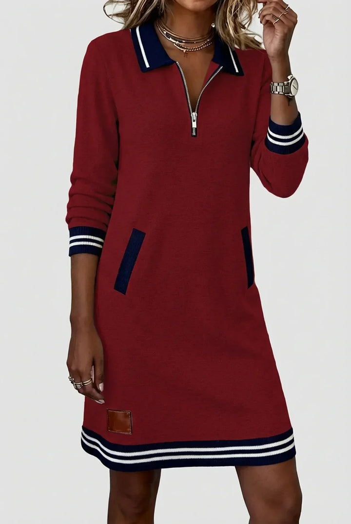 Cotton-Linen Dress with Front Zip