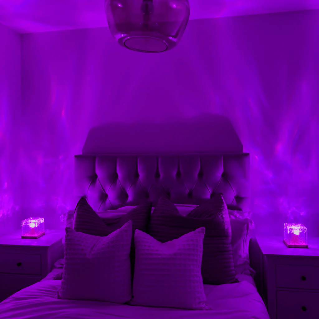 Wave Cube LED Table Lamp with Flowing Colored Light Waves