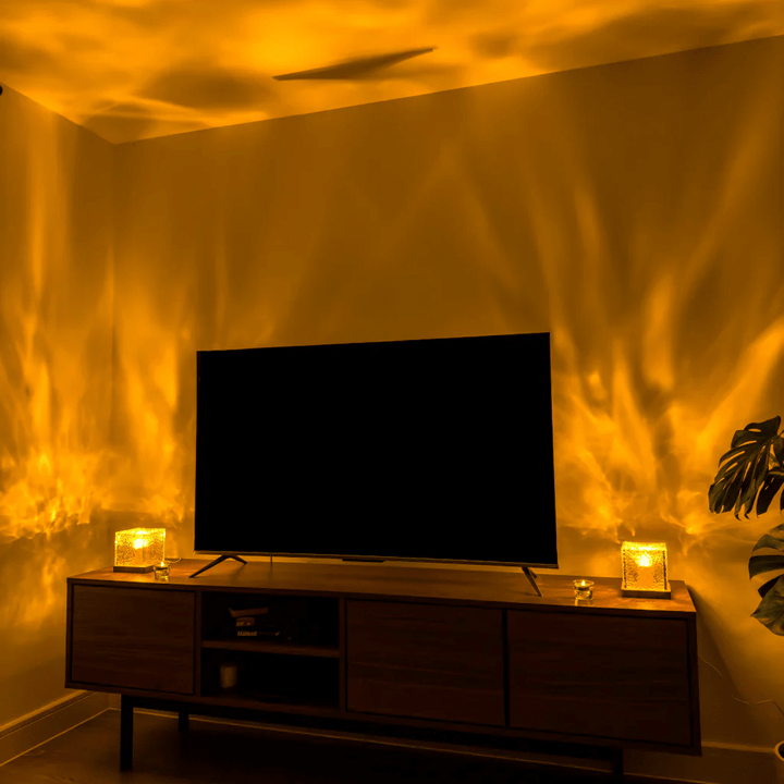 Wave Cube LED Table Lamp with Flowing Colored Light Waves