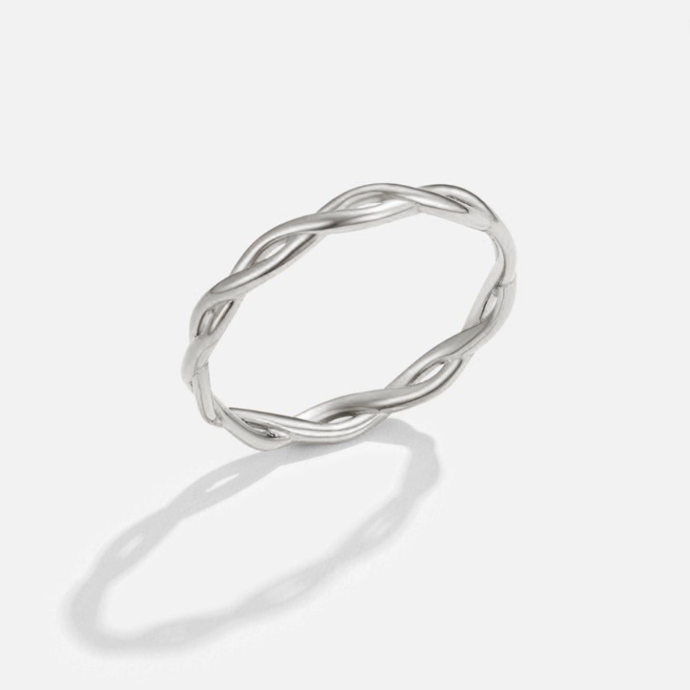 Elegant silver twist ring with subtle shine