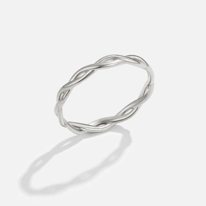 Elegant silver twist ring with subtle shine