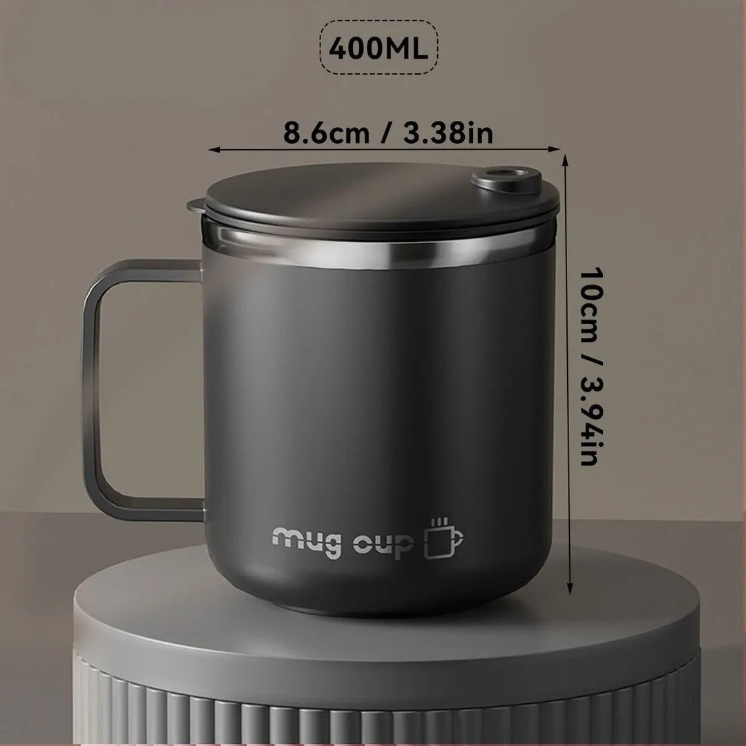 Insulated Stainless Steel Coffee Mug with Lid Handle and Double Walled Design for Travel