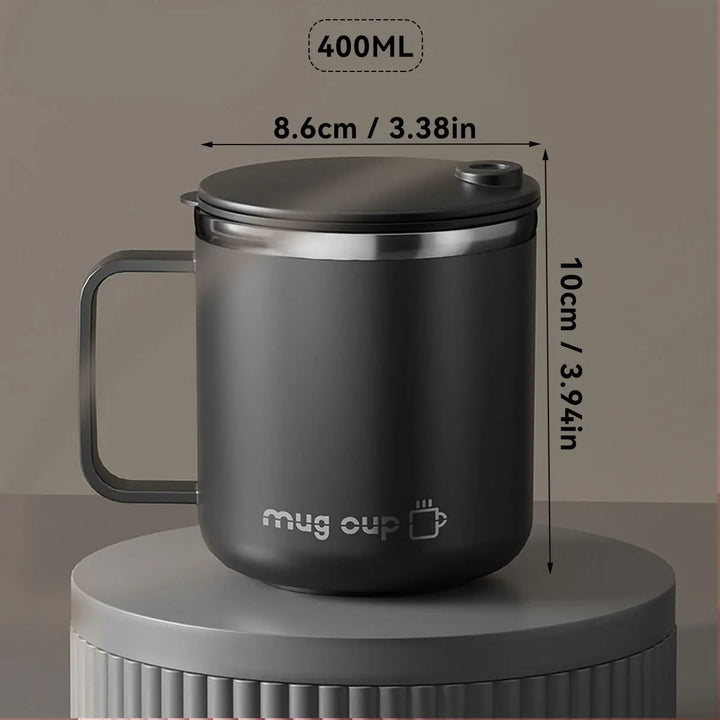 Insulated Stainless Steel Coffee Mug with Lid Handle and Double Walled Design for Travel