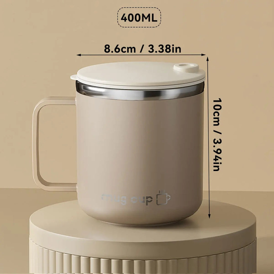 Insulated Stainless Steel Coffee Mug with Lid Handle and Double Walled Design for Travel