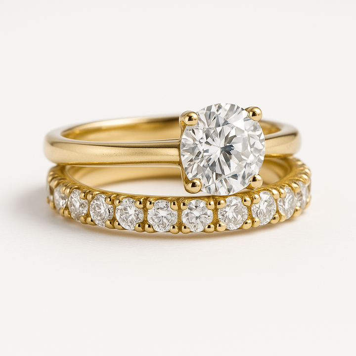 Minimalist Gold Ring with Subtle Cubic Zirconia Stones