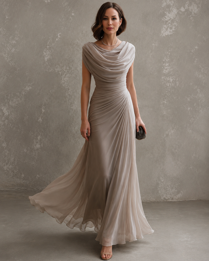 Draped Maxi Dress with Sleeveless Silhouette