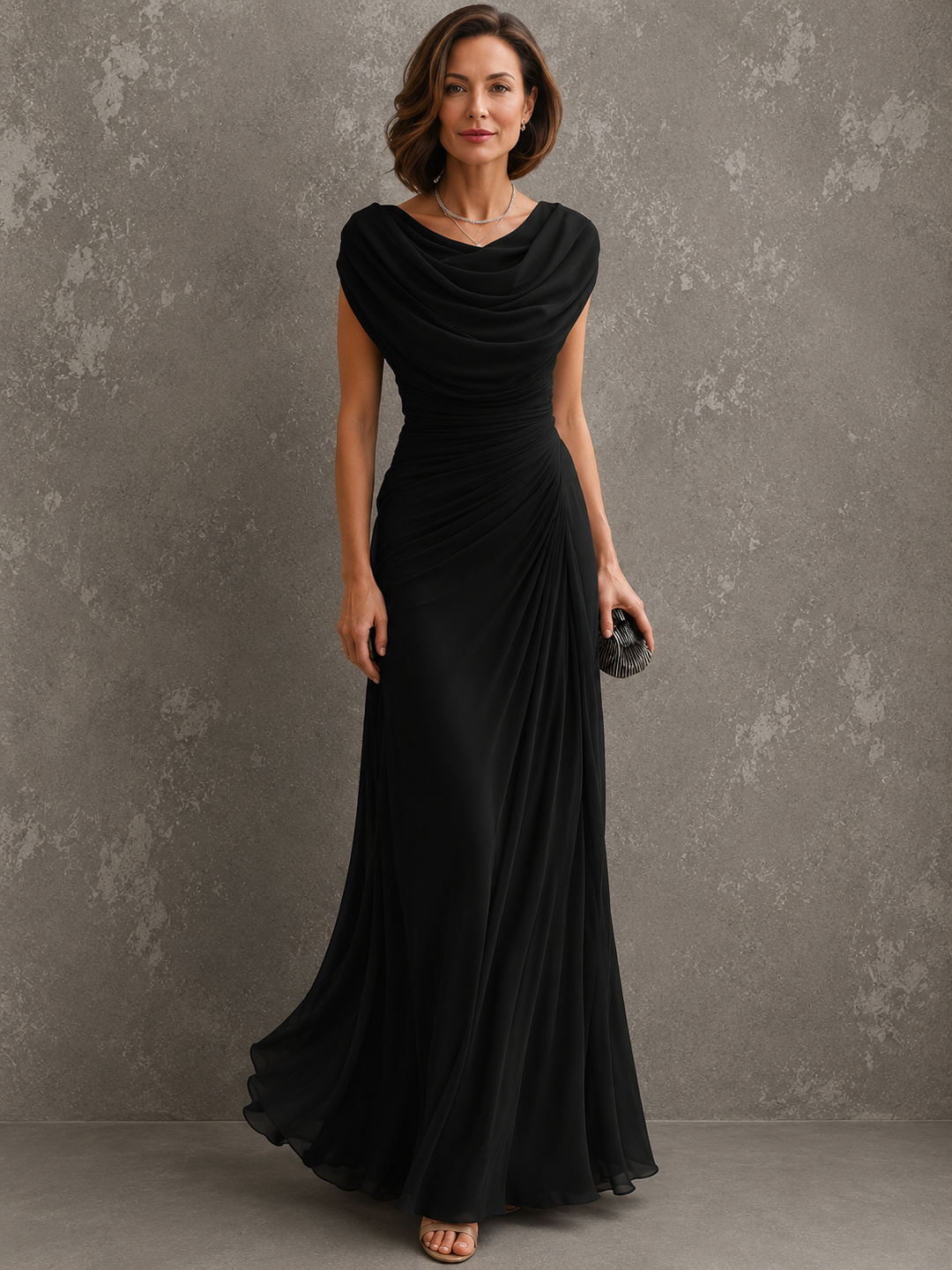 Draped Maxi Dress with Sleeveless Silhouette