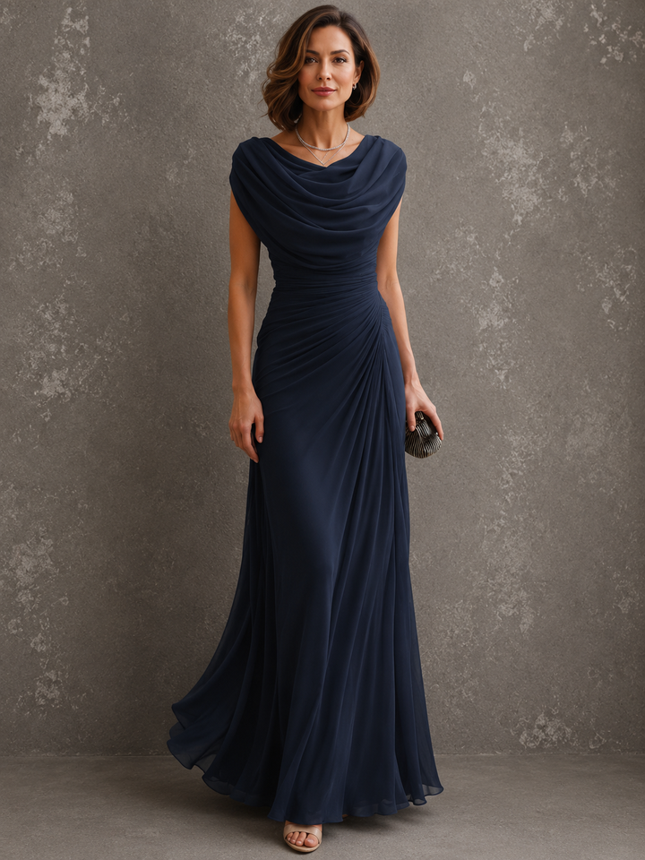 Elegant Draped Maxi Dress – Sleeveless Formal Evening Dress