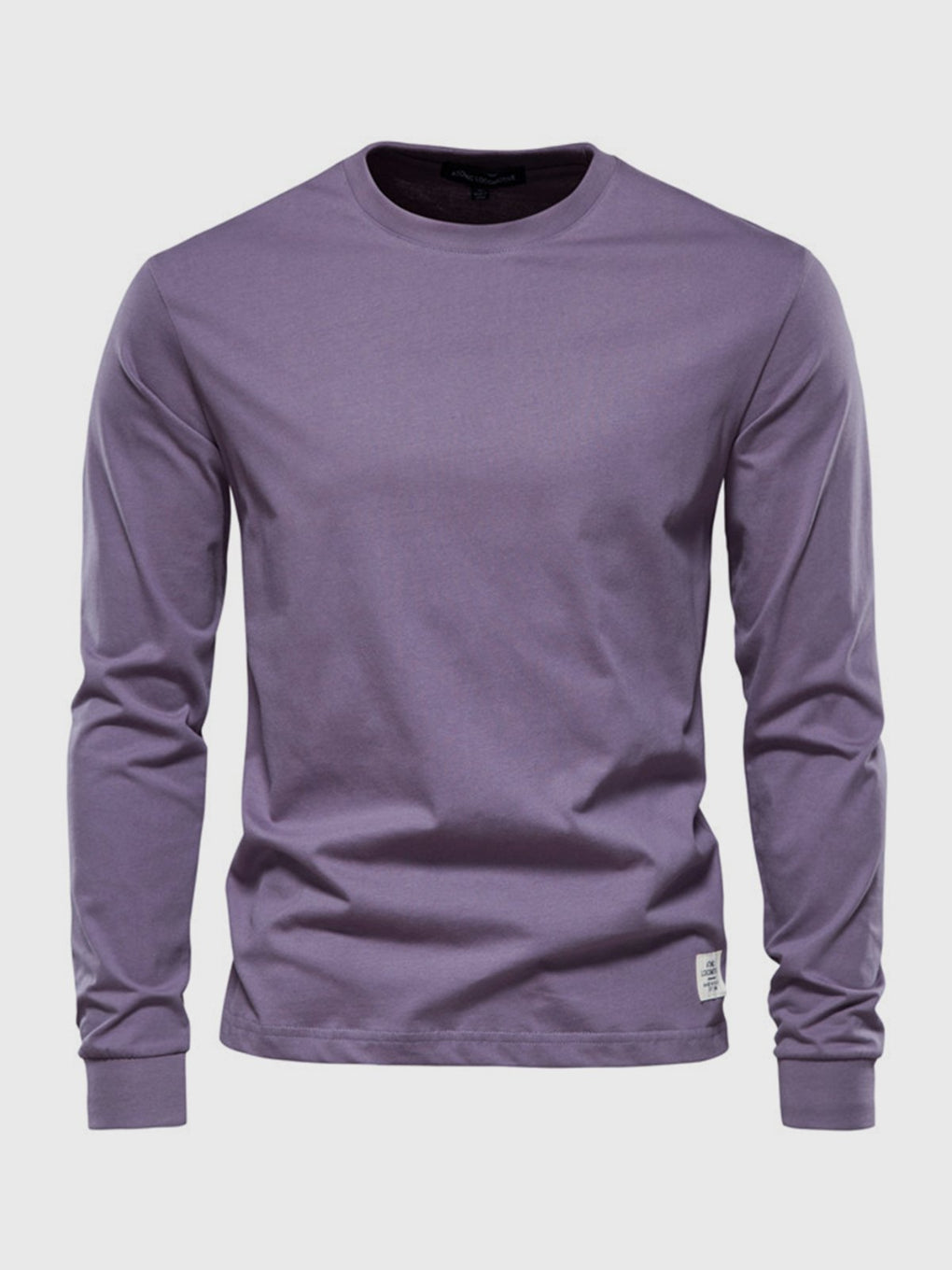 Men's Cotton Long-Sleeved Shirt with Round Neck