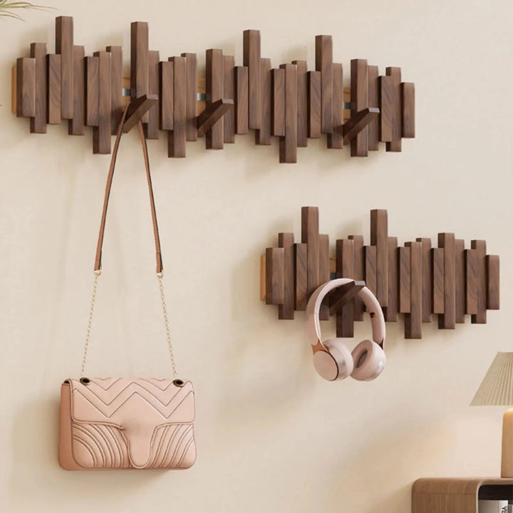 Piano-Style Coat Rack - Walnut/Beech - Elegant Design