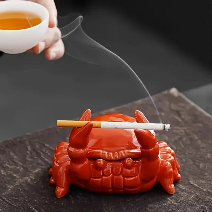 Crab-Shaped Ceramic Ashtray - Unique Design - Decorative
