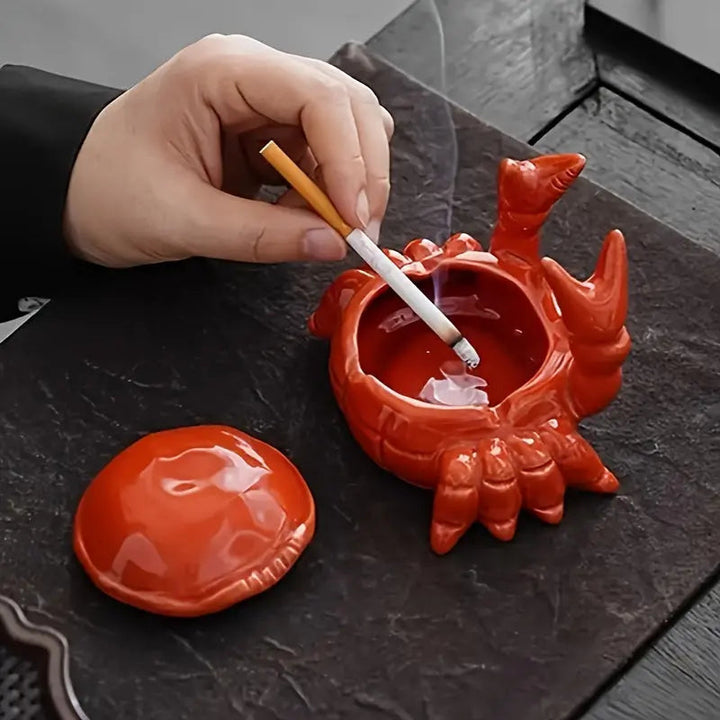 Crab-Shaped Ceramic Ashtray - Unique Design - Decorative
