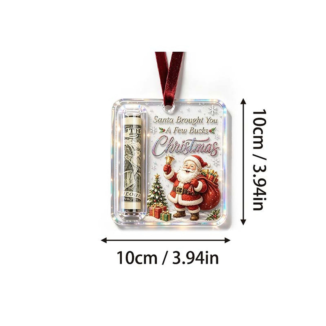 Christmas Ornament Money Holder - Clear Acrylic Hanger for Rolled Banknotes