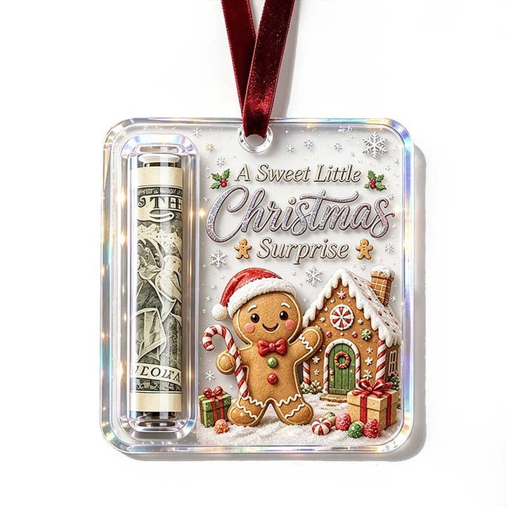 Christmas Ornament Money Holder - Clear Acrylic Hanger for Rolled Banknotes
