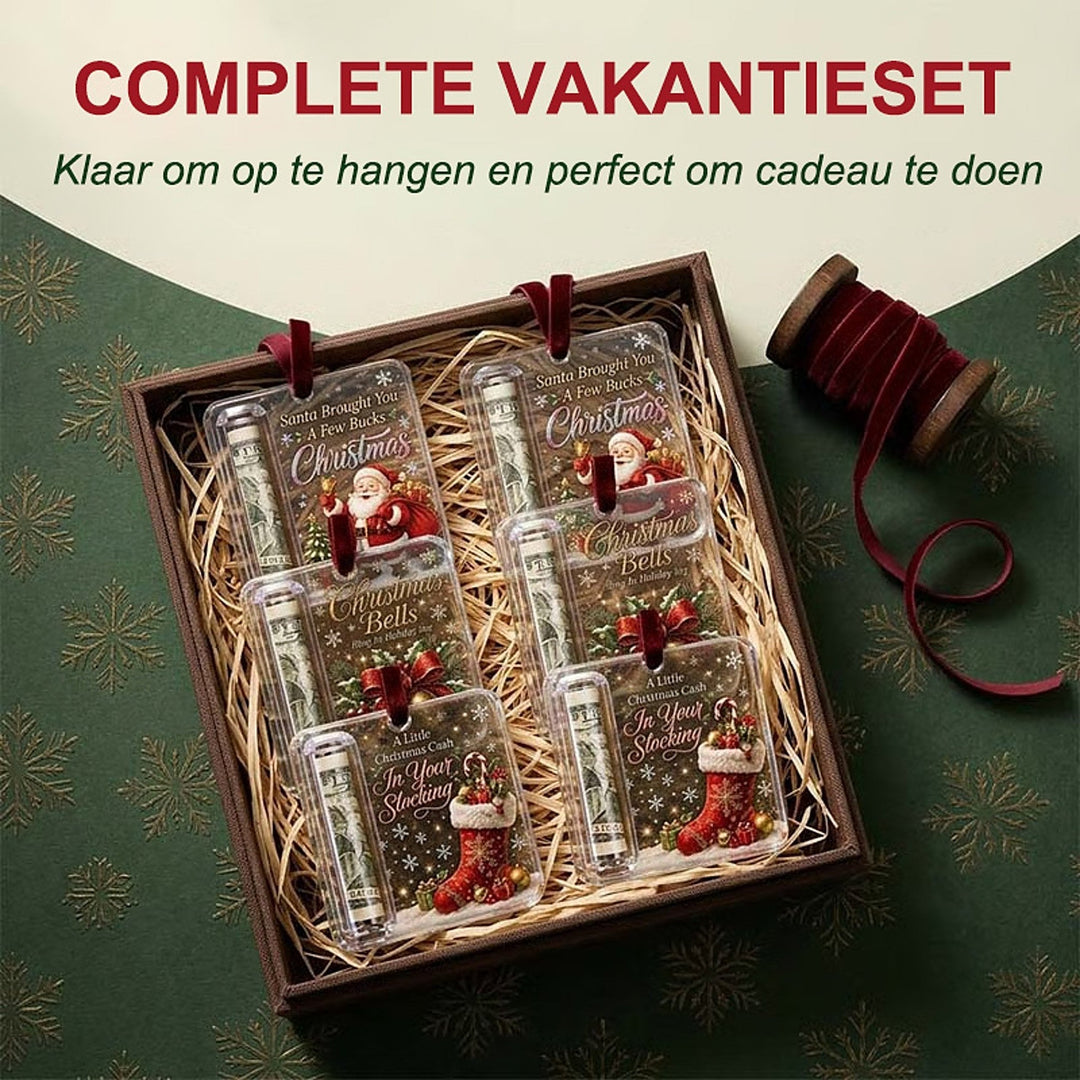 Christmas Ornament Money Holder - Clear Acrylic Hanger for Rolled Banknotes