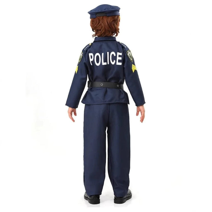 Kids' Halloween Police Officer Cop Costume for Children with Hat Accessories and Toy Handcuffs
