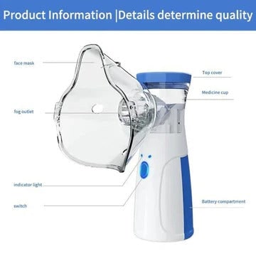 Kids' Portable Nebulizer for Asthma and Respiratory Care with Handheld Mesh Machine and Face Mask