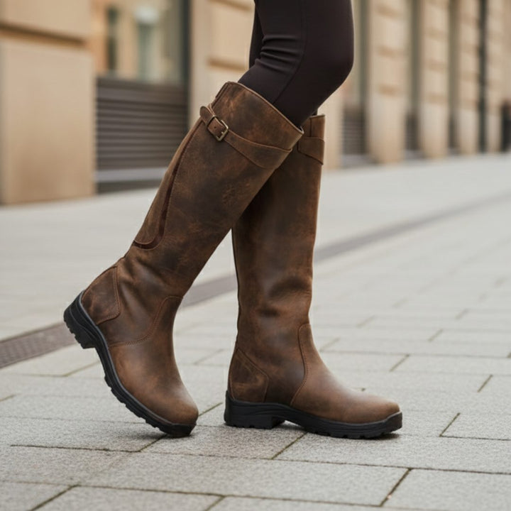 Knee High Boots with Adjustable Calf Strap for Women