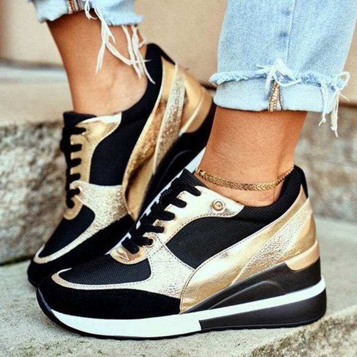 Colorblock Sneakers with Lace-Up Closure for Women